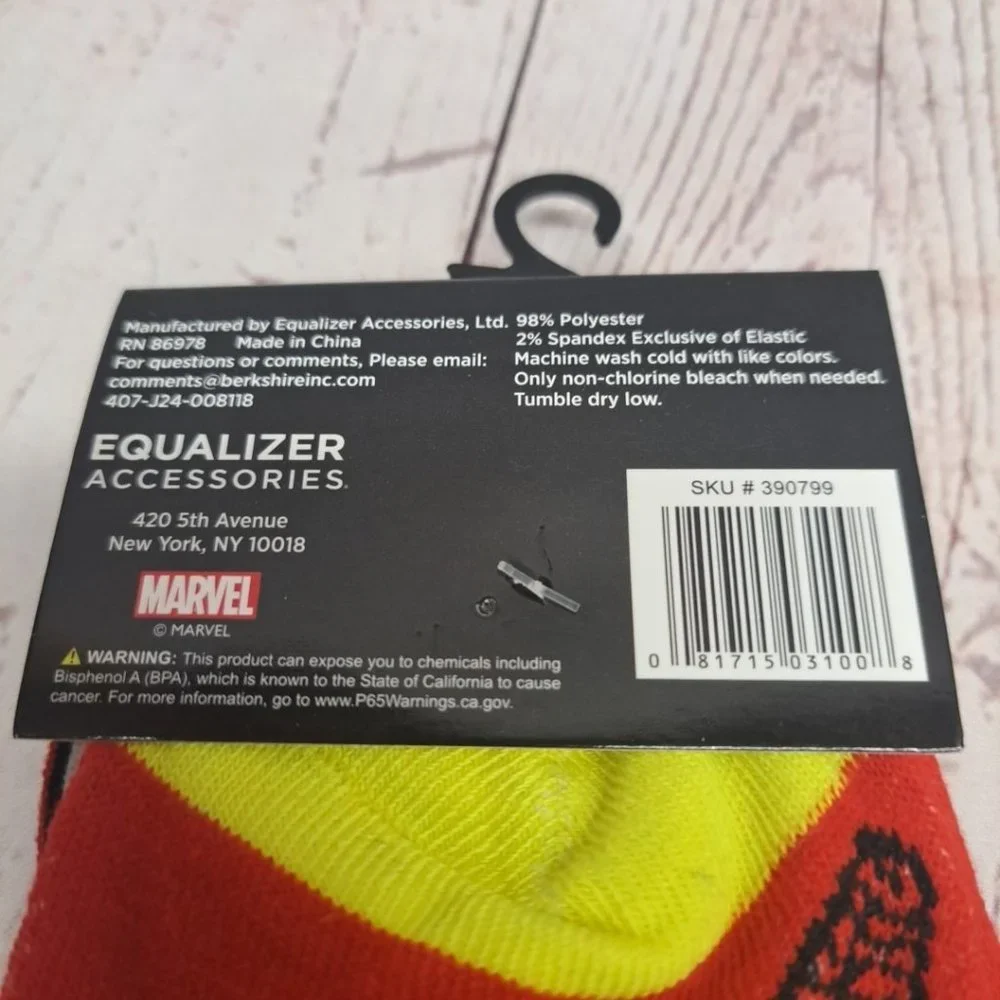 Marvel Iron Man All Over Graphics‎ Crew Socks Size 9-13 (Lot Of 2 Pair)